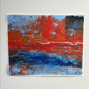 Abstract Red and Blue Unframed Art